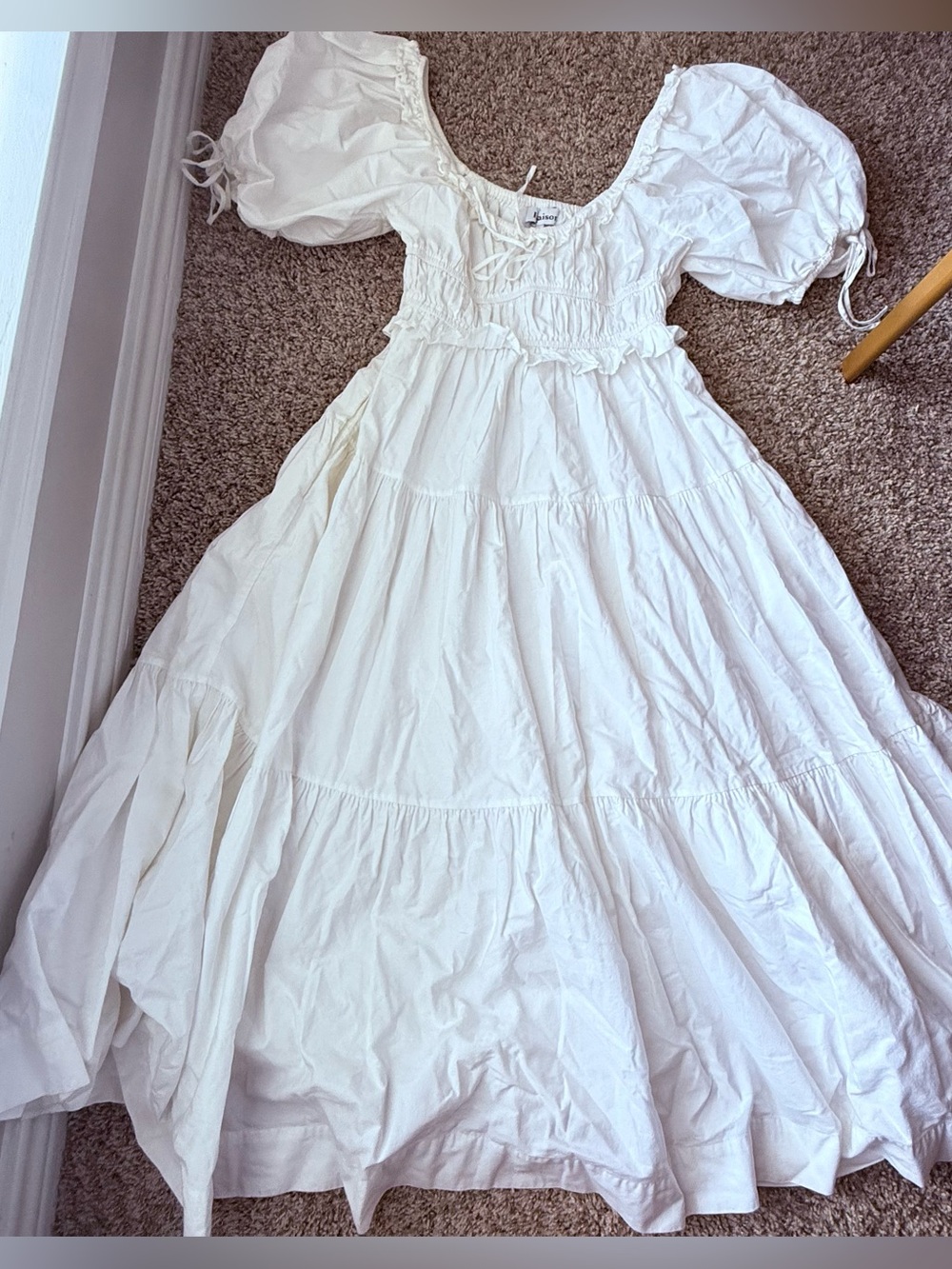 EN SAISON Sveta Midi Dress Puff Sleeve Corset Bohemian Cotton Poplin Size Small